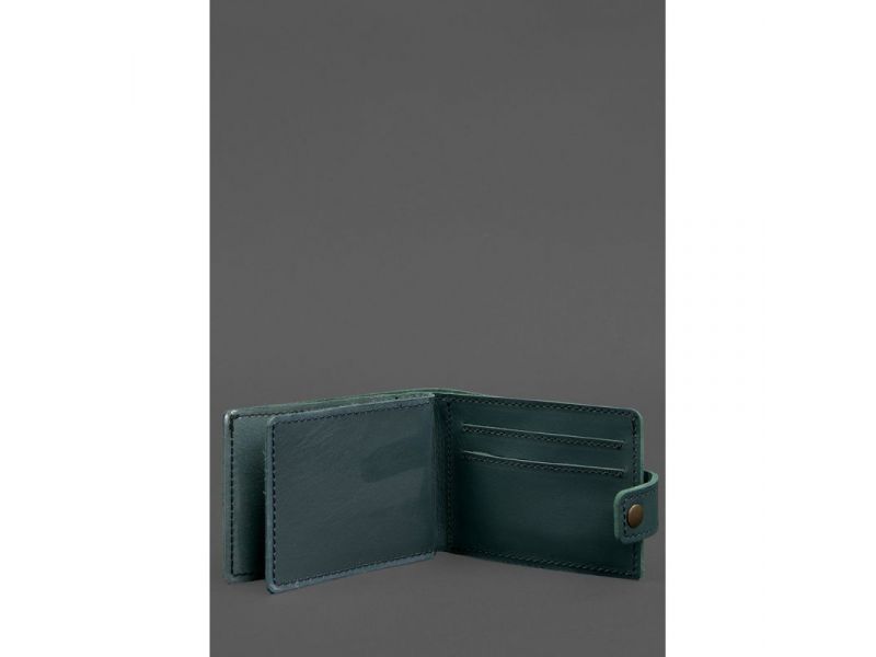 Кожаная обложка-портмоне для удостоверения участника боевых действий (УБД картонный документ) Зеленая, фото 3