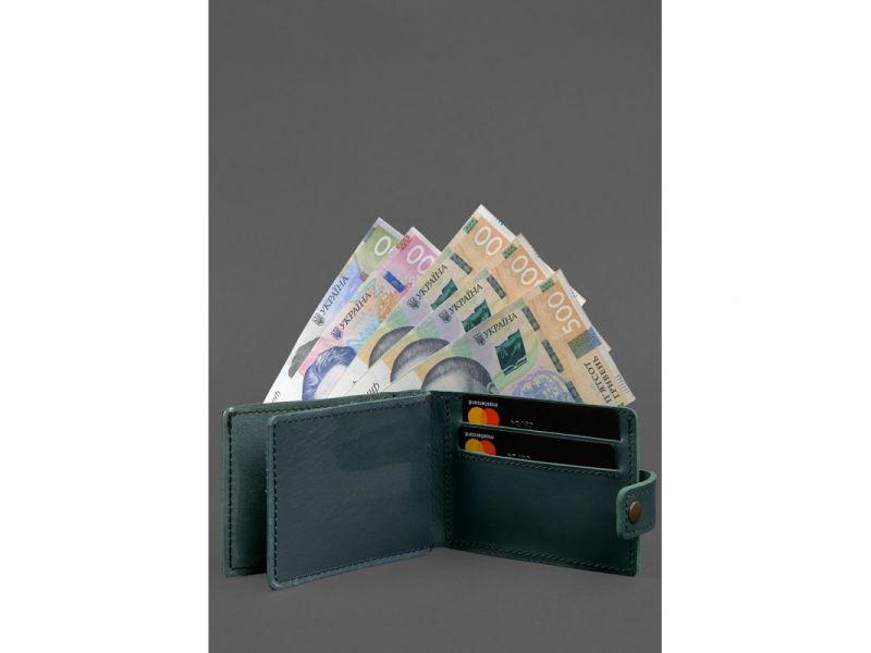 Кожаная обложка-портмоне для удостоверения участника боевых действий (УБД картонный документ) Зеленая, фото 4