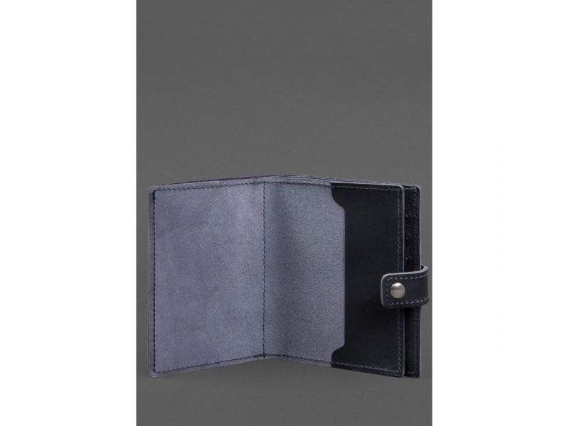 Кожаная обложка-портмоне на паспорт с гербом Украины 25.1 темно-синяя, фото 2