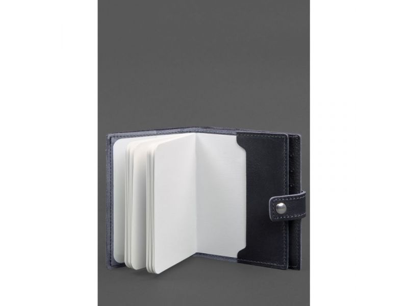 Кожаная обложка-портмоне на паспорт с гербом Украины 25.1 темно-синяя, фото 3