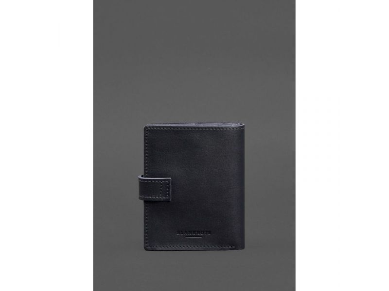 Кожаная обложка-портмоне на паспорт с гербом Украины 25.1 темно-синяя, фото 6