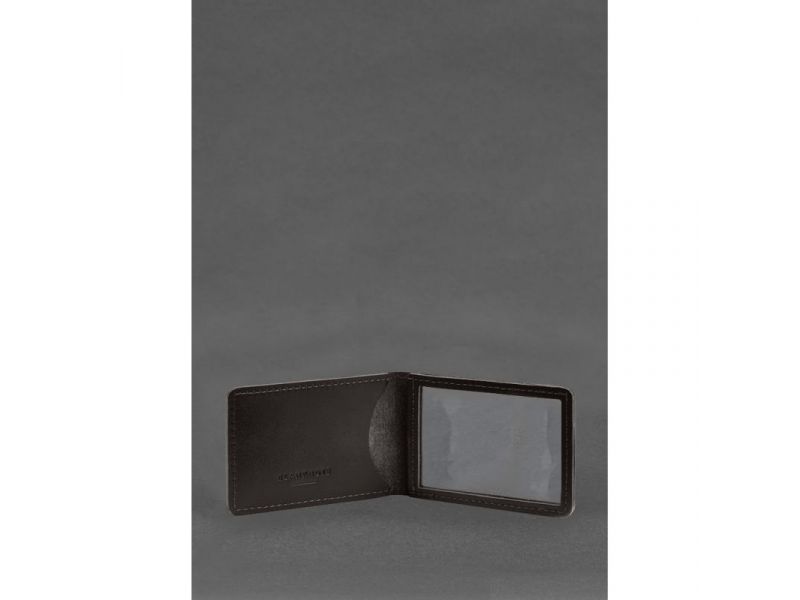 Кожаная обложка для удостоверения (карточки) государственной таможенной службы (ДМС) Темно-коричневая, фото 2