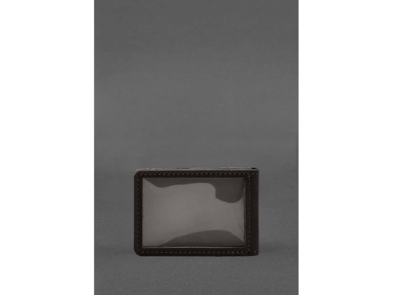 Кожаная обложка для удостоверения (карточки) государственной таможенной службы (ДМС) Темно-коричневая, фото 3