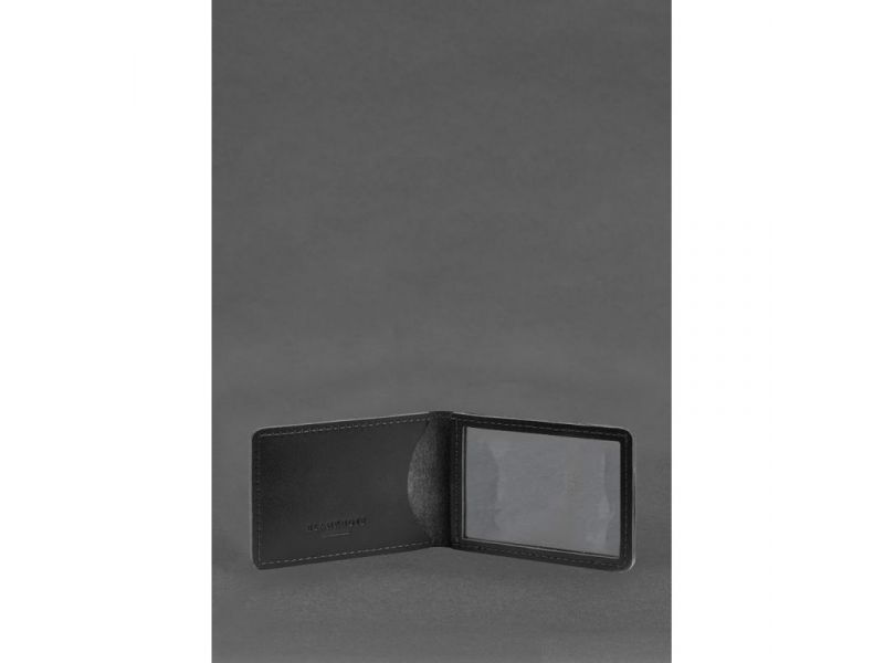 Кожаная обложка для удостоверения (карточки) государственной таможенной службы (ДМС) Черная, фото 2