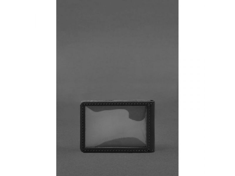 Кожаная обложка для удостоверения (карточки) государственной таможенной службы (ДМС) Черная, фото 3