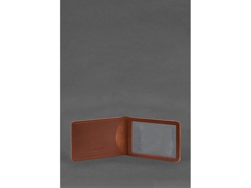 Кожаная обложка для удостоверения (карточки) государственной таможенной службы (ДМС) Светло-коричневая, фото 2