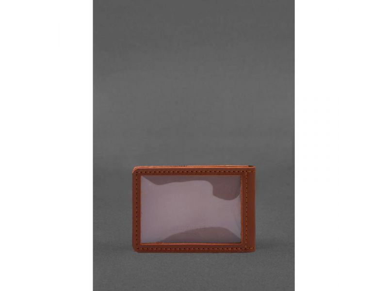 Кожаная обложка для удостоверения (карточки) государственной таможенной службы (ДМС) Светло-коричневая, фото 3