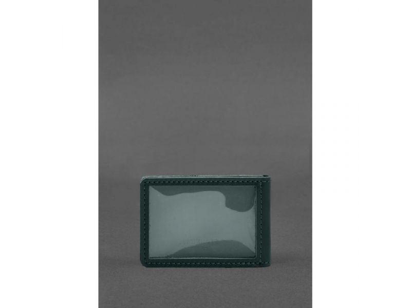 Кожаная обложка для удостоверения (карточки) государственной таможенной службы (ДМС) Зеленая, фото 3