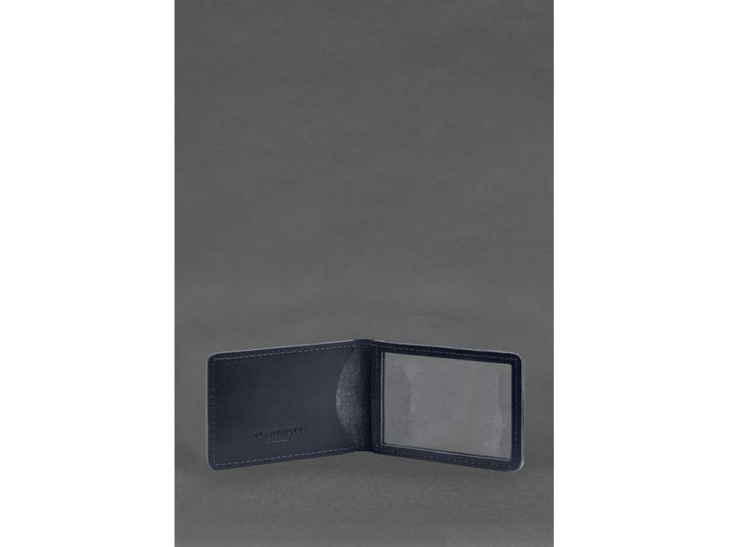 Кожаная обложка для удостоверения (карточки) государственной таможенной службы (ДМС) Синяя, фото 2