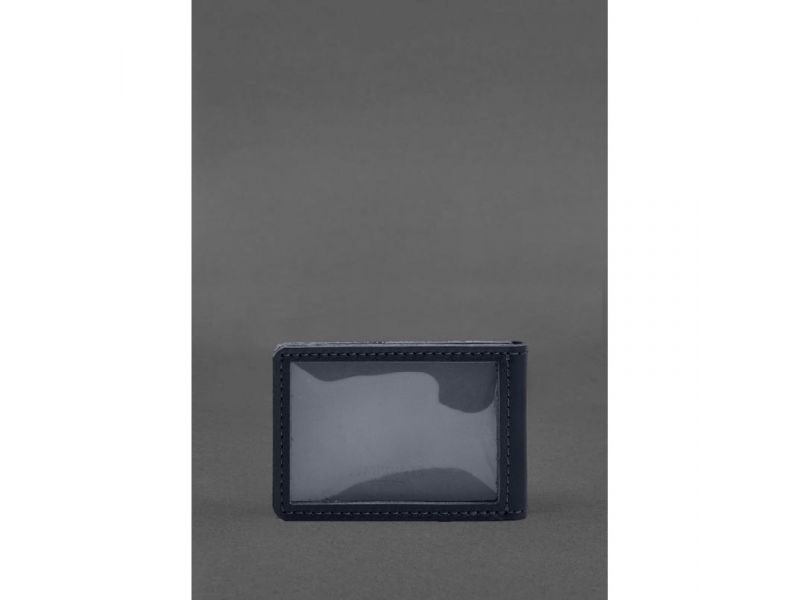 Кожаная обложка для удостоверения (карточки) государственной таможенной службы (ДМС) Синяя, фото 3