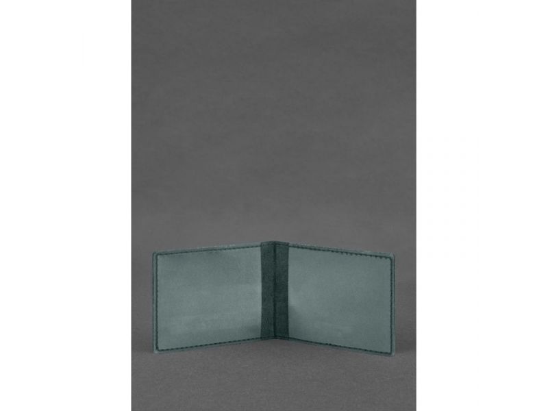 Кожаная обложка для удостоверения ветерана военной службы зеленая, фото 2