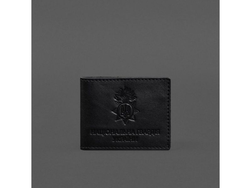 Кожаная обложка для служебного удостоверения Национальной гвардии Черная, фото 4