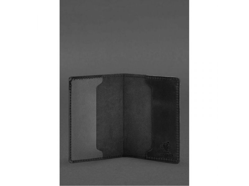 Кожаная обложка для военного билета офицера запаса 8.2 черная Crazy Horse, фото 2