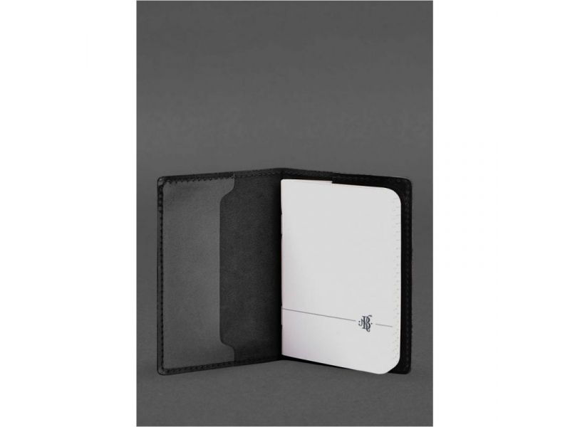 Кожаная обложка для военного билета офицера запаса 8.2 черная Crazy Horse, фото 3