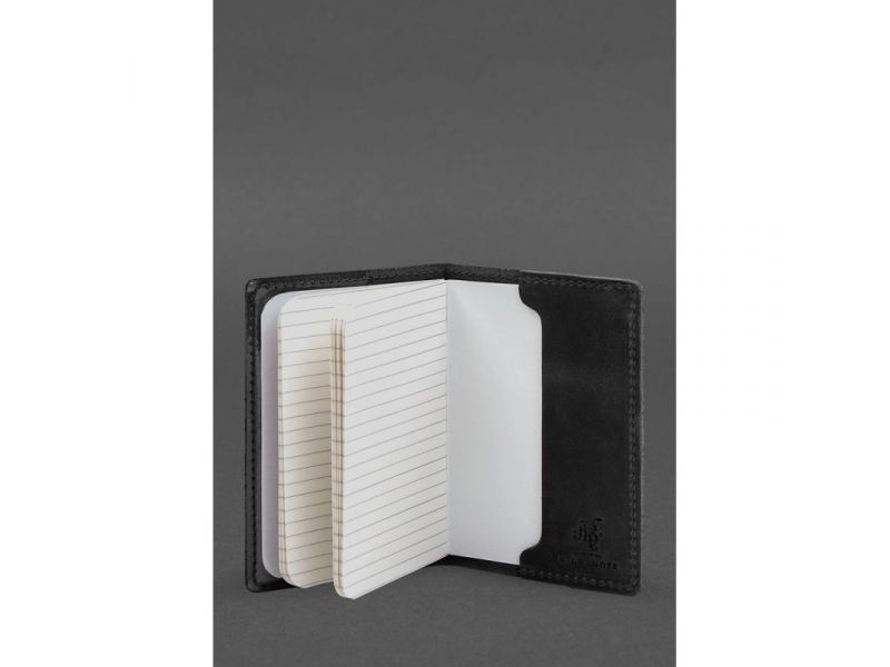 Кожаная обложка для военного билета офицера запаса 8.2 черная Crazy Horse, фото 4