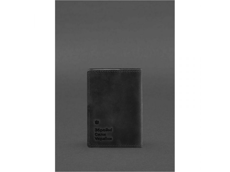 Кожаная обложка для военного билета офицера запаса 8.2 черная Crazy Horse, фото 5