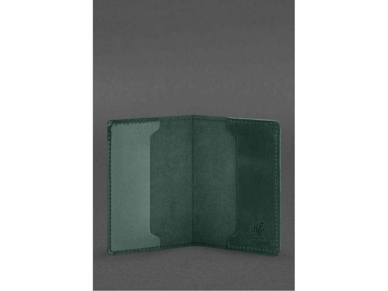 Кожаная обложка для военного билета офицера запаса 8.2 зеленая Crazy Horse, фото 2