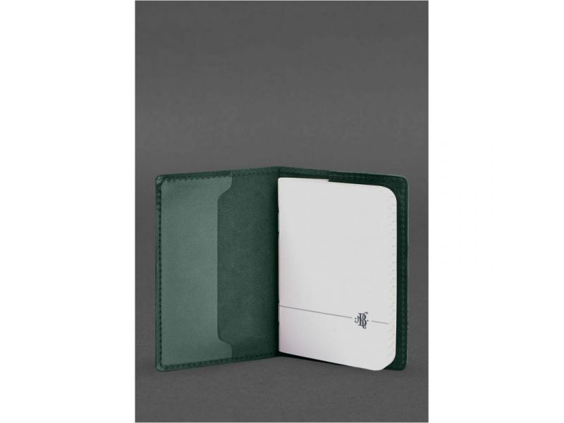 Кожаная обложка для военного билета офицера запаса 8.2 зеленая Crazy Horse, фото 3