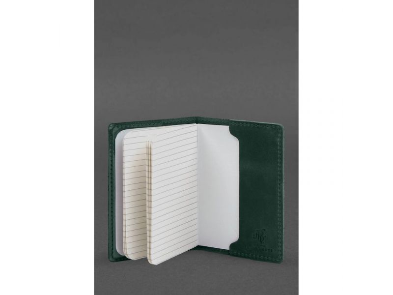 Кожаная обложка для военного билета офицера запаса 8.2 зеленая Crazy Horse, фото 4
