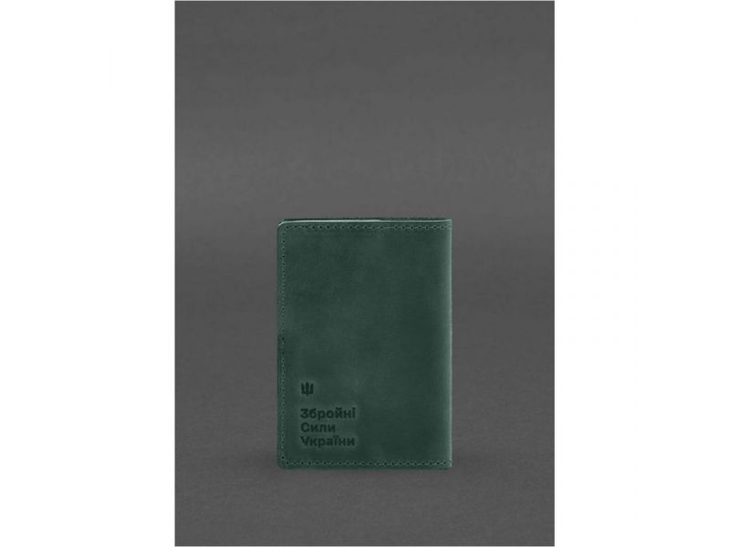 Кожаная обложка для военного билета офицера запаса 8.2 зеленая Crazy Horse, фото 5