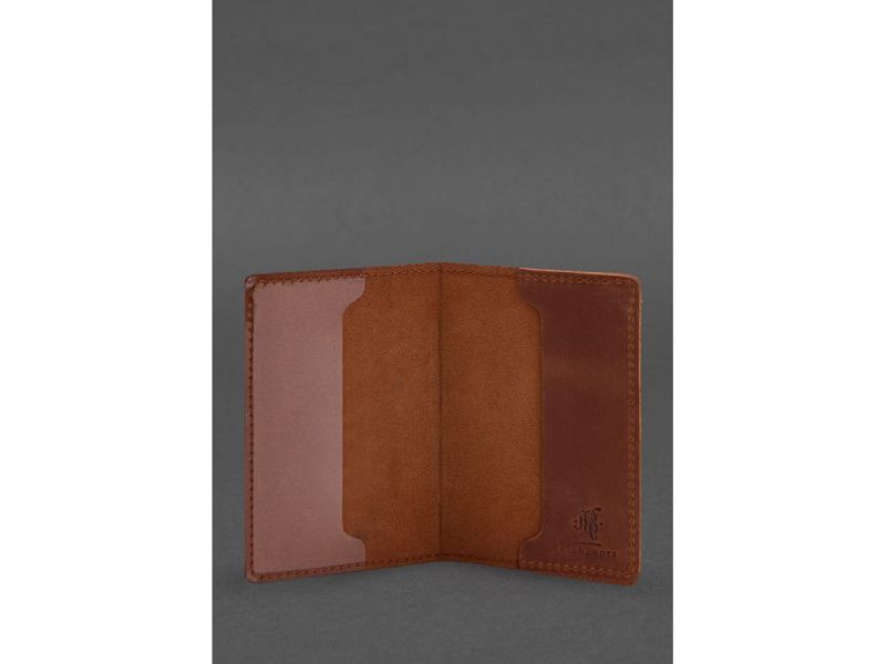 Кожаная обложка для военного билета офицера запаса 8.2 светло-коричневая Crazy Horse, фото 3