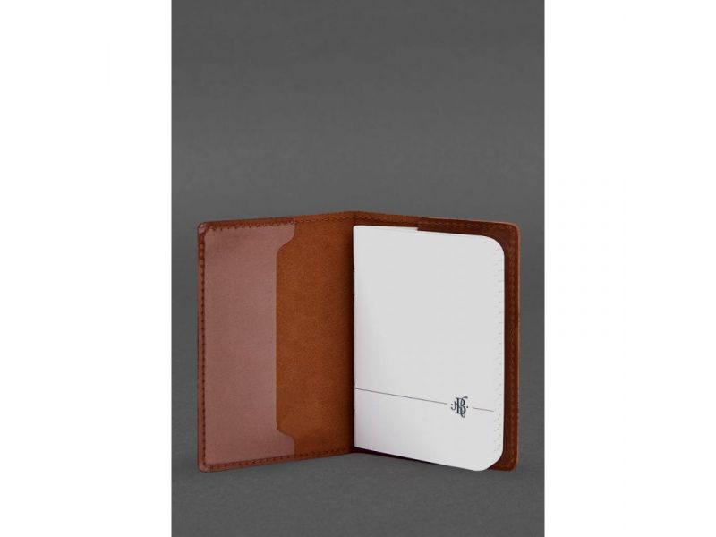 Кожаная обложка для военного билета офицера запаса 8.2 светло-коричневая Crazy Horse, фото 4