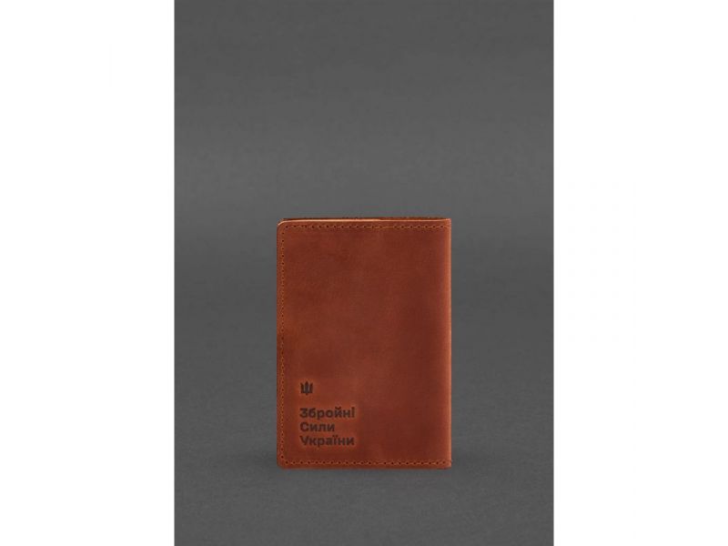Кожаная обложка для военного билета офицера запаса 8.2 светло-коричневая Crazy Horse, фото 6