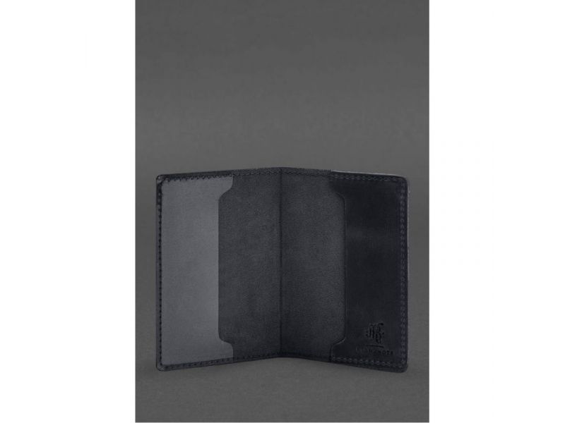 Кожаная обложка для военного билета офицера запаса 8.2 темно-синий Crazy Horse, фото 2