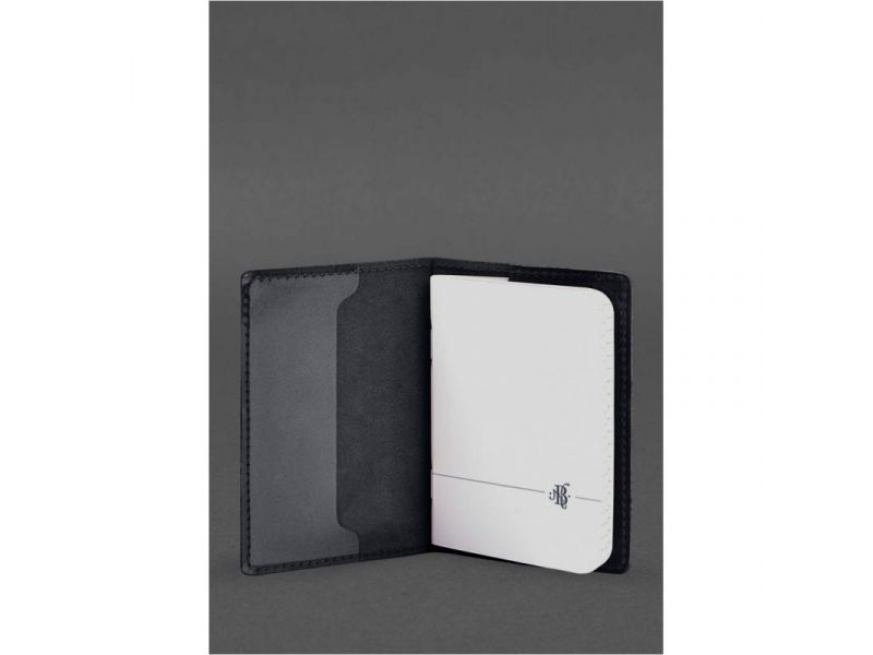 Кожаная обложка для военного билета офицера запаса 8.2 темно-синий Crazy Horse, фото 3