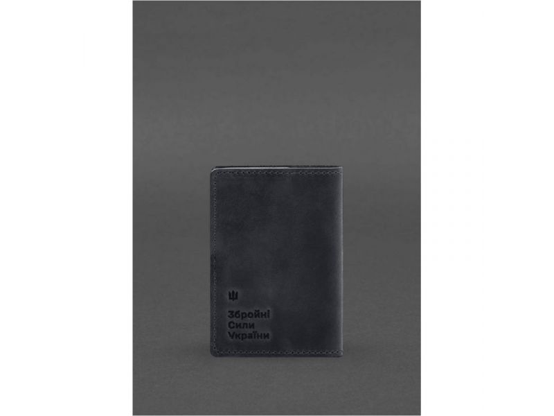 Кожаная обложка для военного билета офицера запаса 8.2 темно-синий Crazy Horse, фото 5