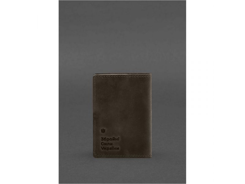 Кожаная обложка для военного билета офицера запаса 8.2 темно-коричневый Crazy Horse, фото 5