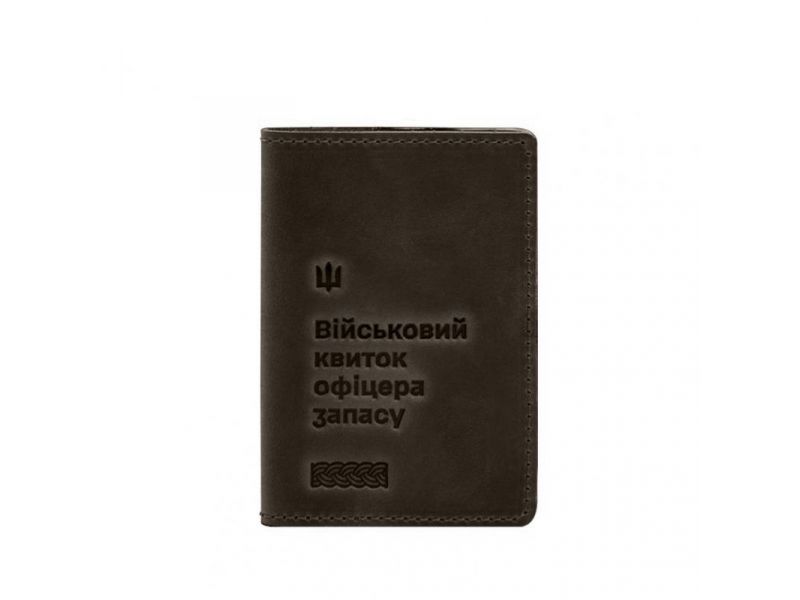 Кожаная обложка для военного билета офицера запаса 8.2 темно-коричневый Crazy Horse, фото 7