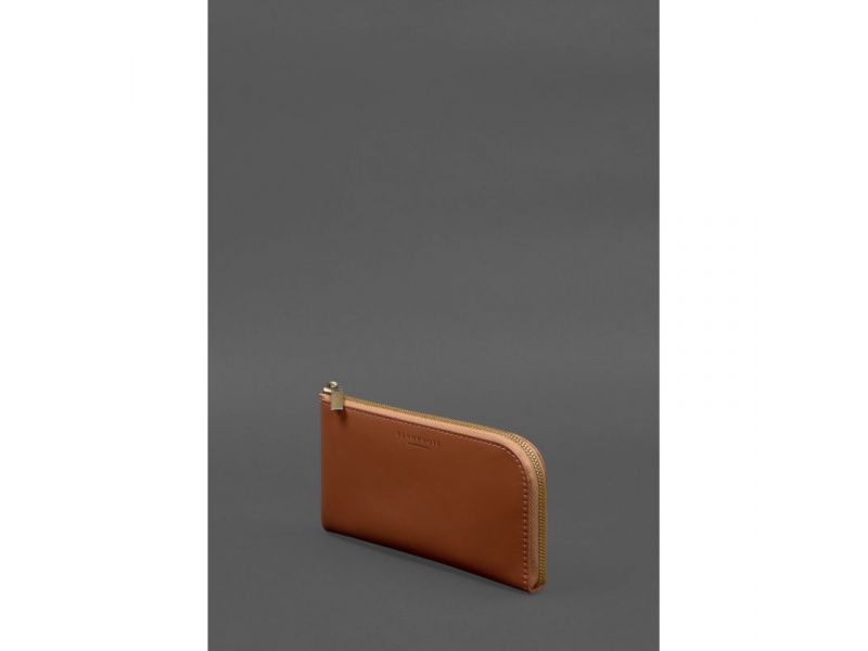 Кожаное портмоне-купюрник на молнии 14.1 светло-коричневое, фото 3