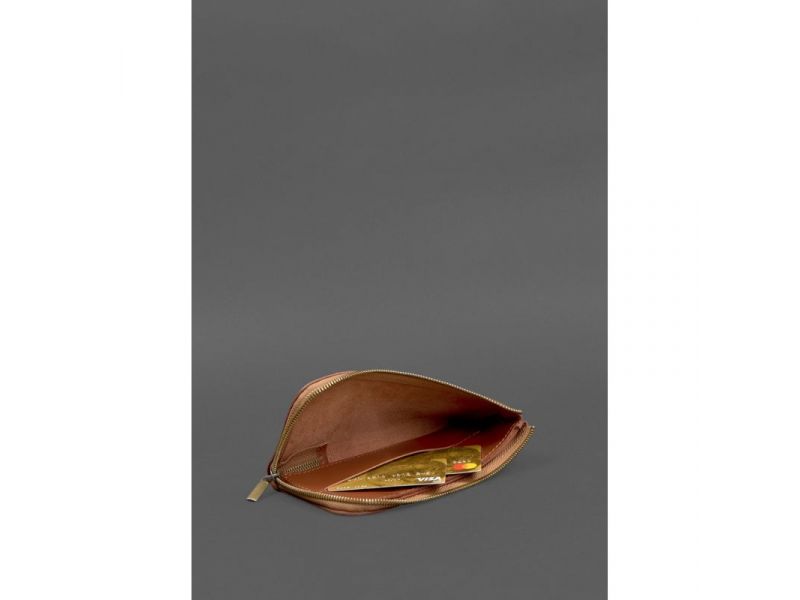 Кожаное портмоне-купюрник на молнии 14.1 светло-коричневое, фото 8