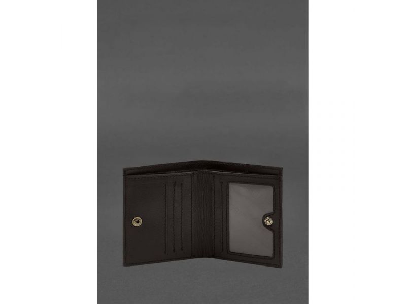 Кожаное портмоне на кнопке Brut темно-коричневый краст, фото 3