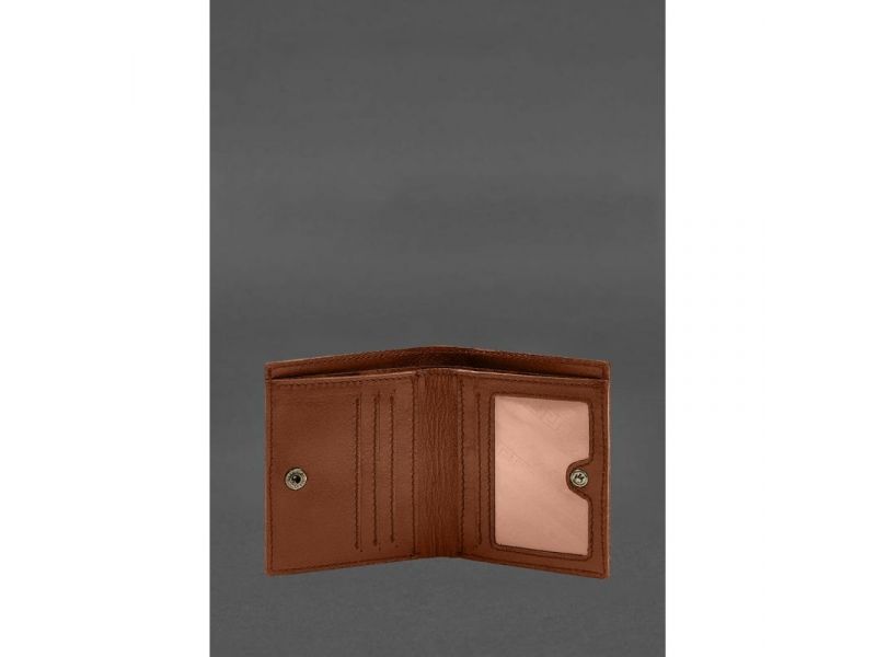 Кожаное портмоне на кнопке Brut светло-коричневый краст, фото 5