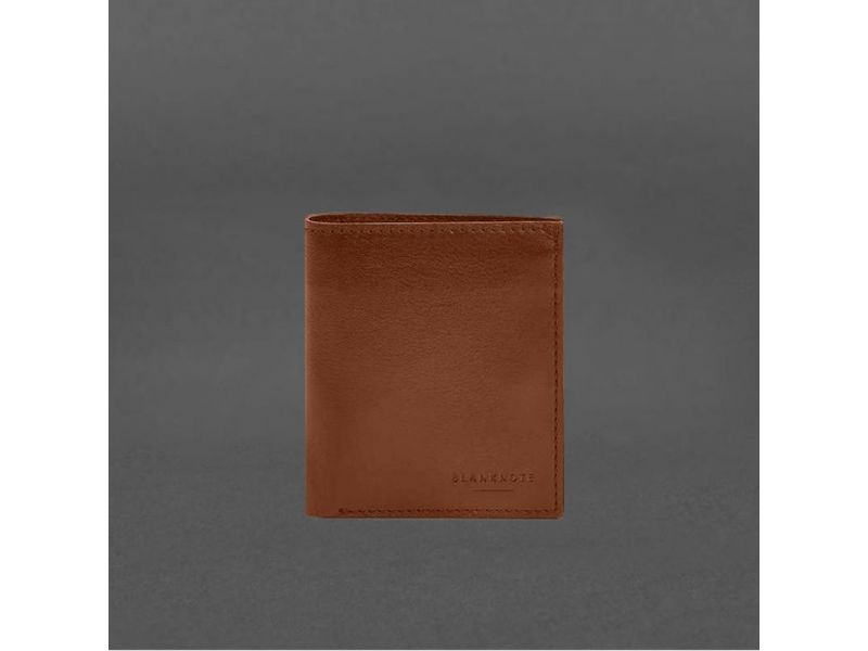 Кожаное портмоне на кнопке Brut светло-коричневый краст, фото 7