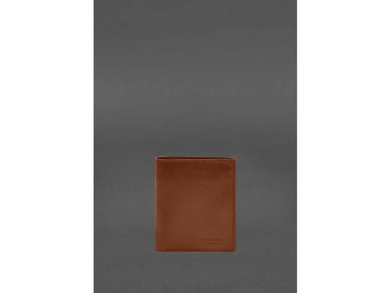 Кожаное портмоне на кнопке Brut светло-коричневый краст, фото 3