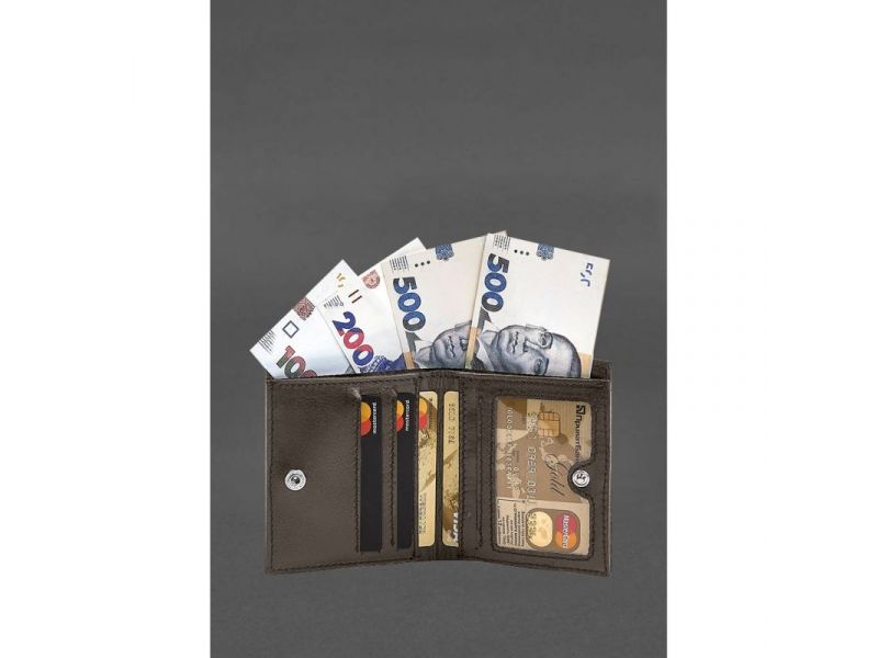 Кожаное портмоне на кнопке Brut темно-бежевый краст, фото 2