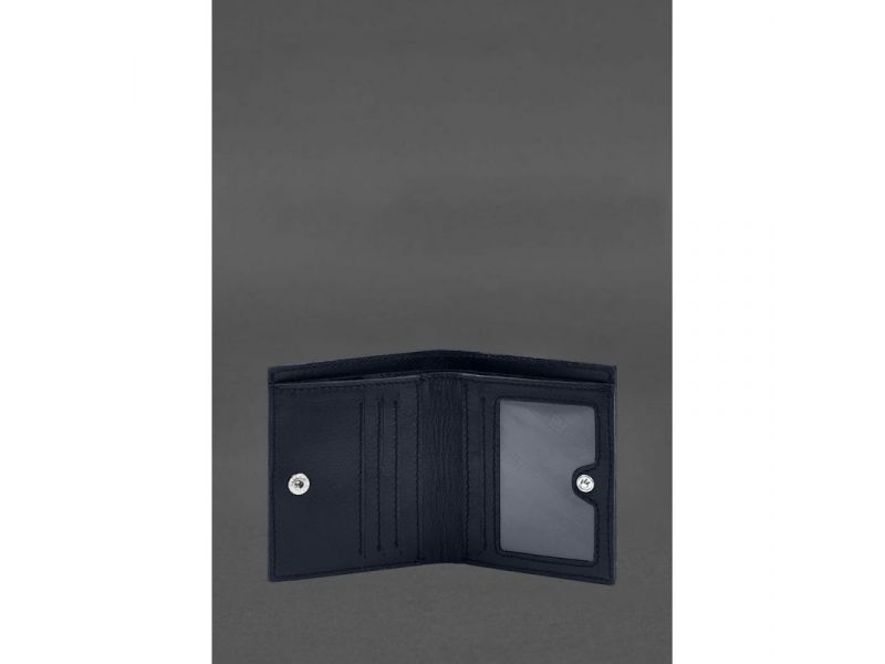 Кожаное портмоне на кнопке Brut синий краст, фото 3