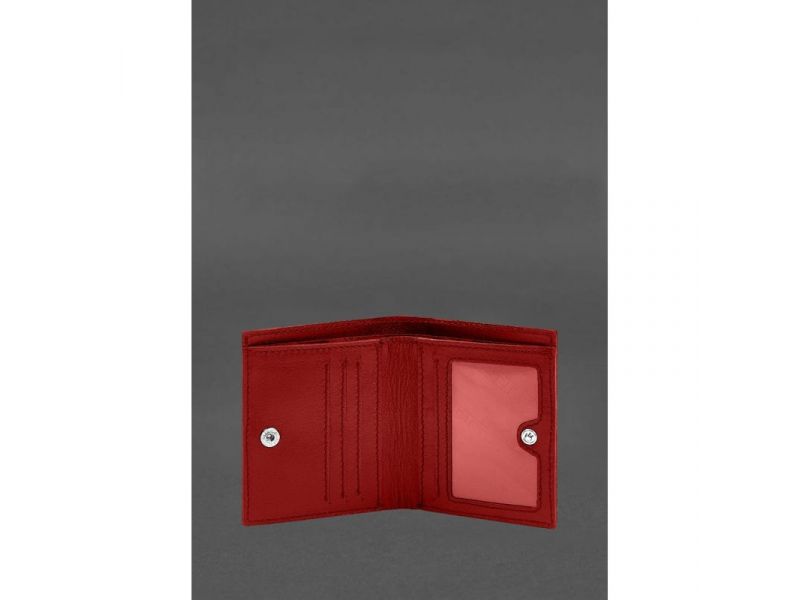 Кожаное портмоне на кнопке Brut красный краст, фото 3