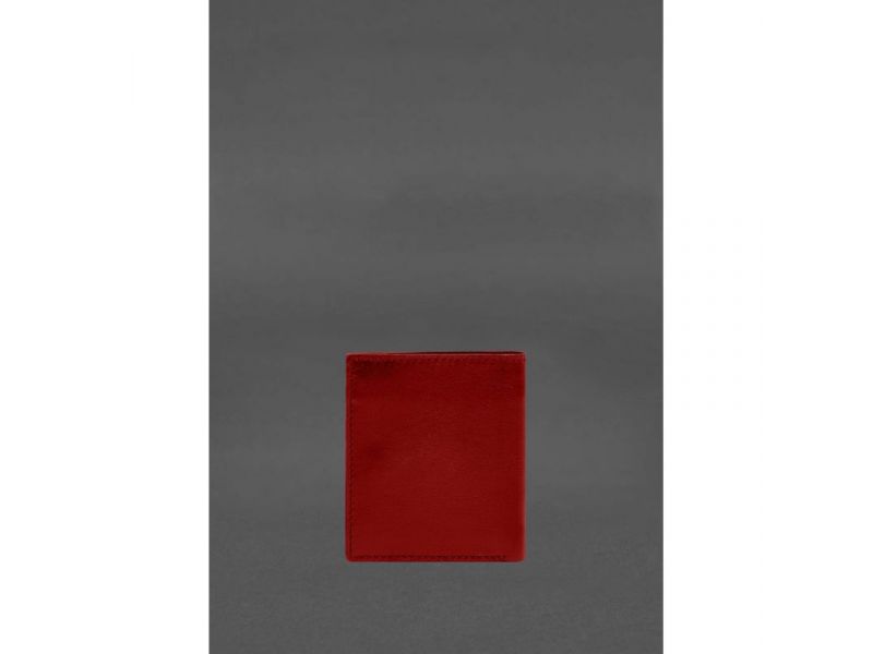 Кожаное портмоне на кнопке Brut красный краст, фото 4