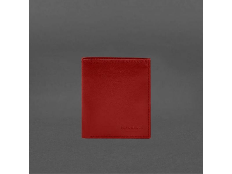 Кожаное портмоне на кнопке Brut красный краст, фото 5