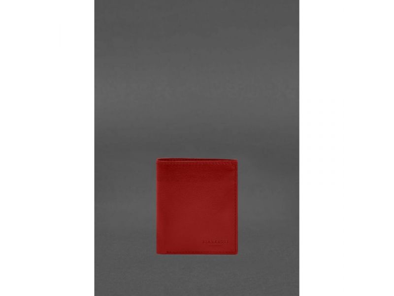 Кожаное портмоне на кнопке Brut красный краст, фото 1