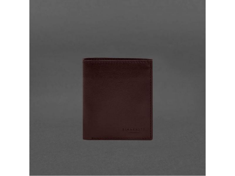 Кожаное портмоне на кнопке Brut бордовый краст, фото 5