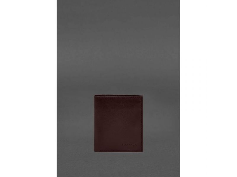 Кожаное портмоне на кнопке Brut бордовый краст, фото 1