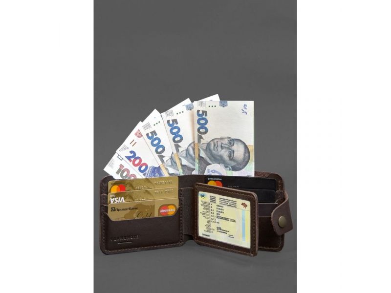 Кожаное портмоне 9.1 темно-коричневое, фото 2