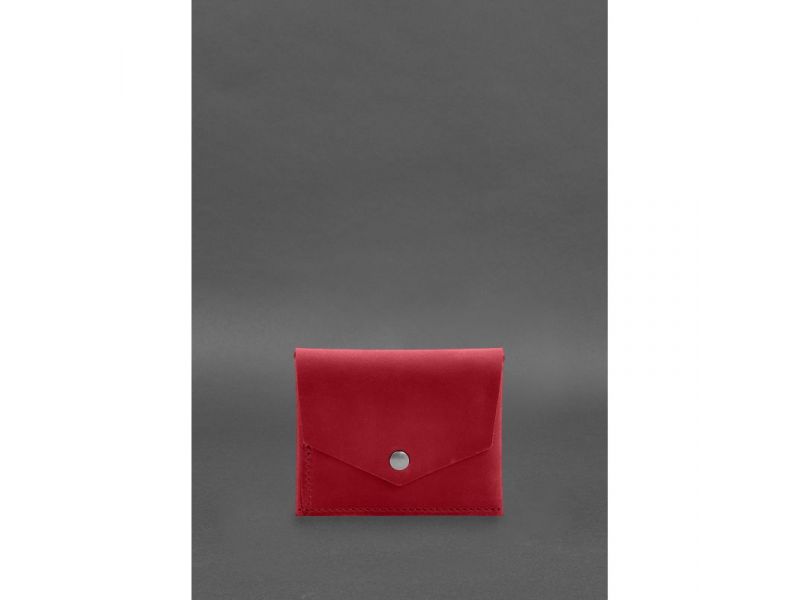 Кожаный кошелек mini 3.0 (кард-кейс) коралловый Crazy Horse, фото 1