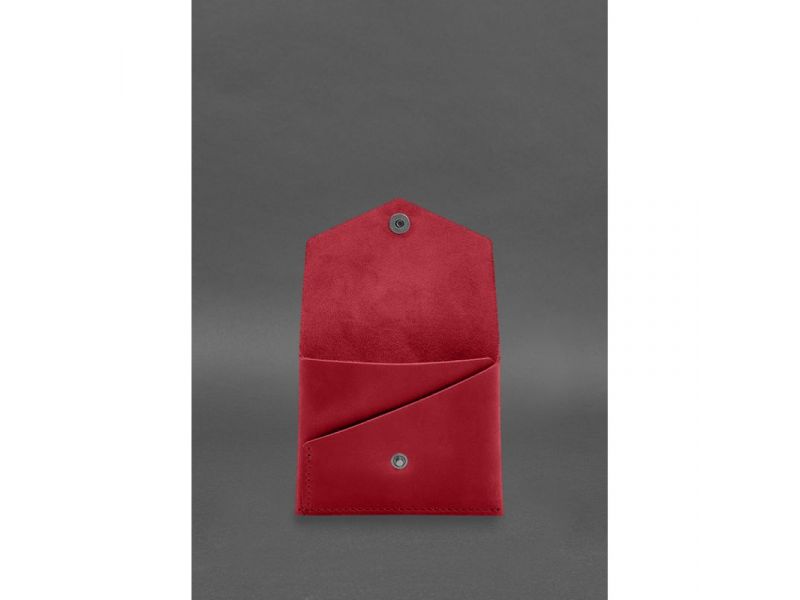 Кожаный кошелек mini 3.0 (кард-кейс) коралловый Crazy Horse, фото 2