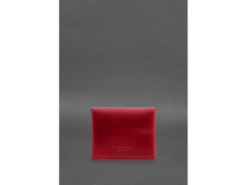 Кожаный кошелек mini 3.0 (кард-кейс) коралловый Crazy Horse, фото 5